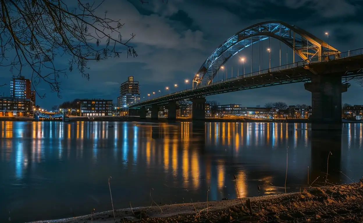 Een foto van de John Frost brug in Arnhem