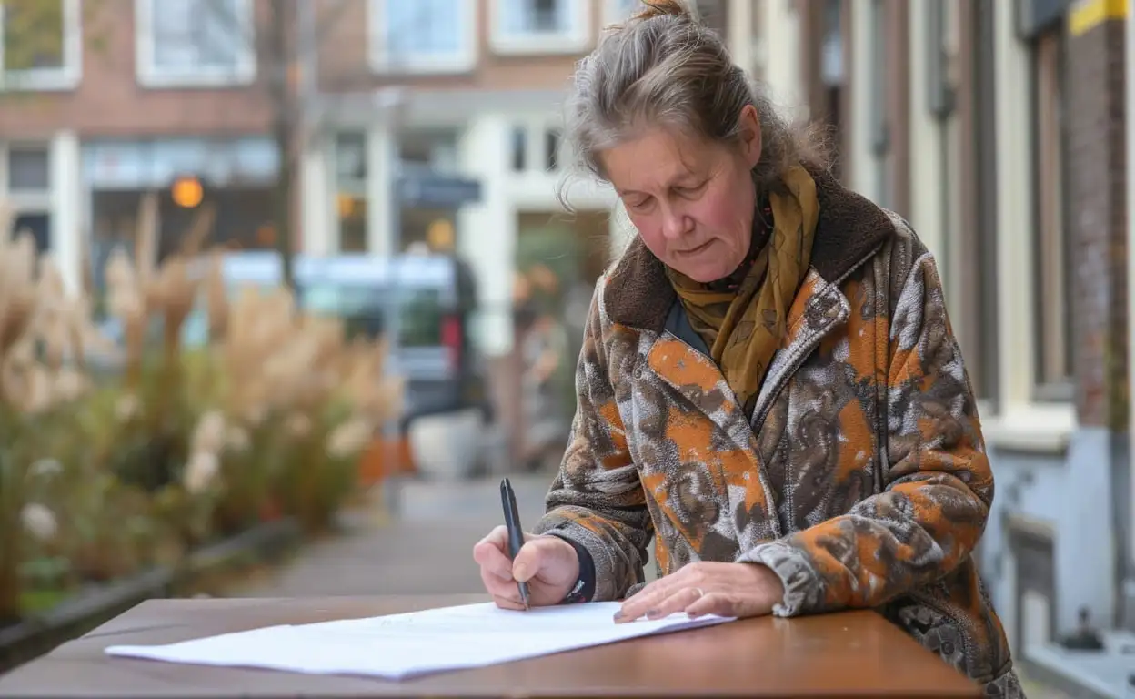 Vrouw ondertekent garantstelling