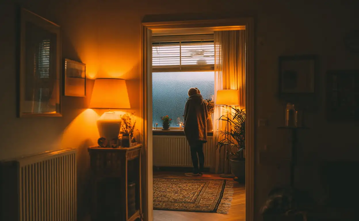 Huurder controleert verwarming in een goed onderhouden woning tijdens de winter