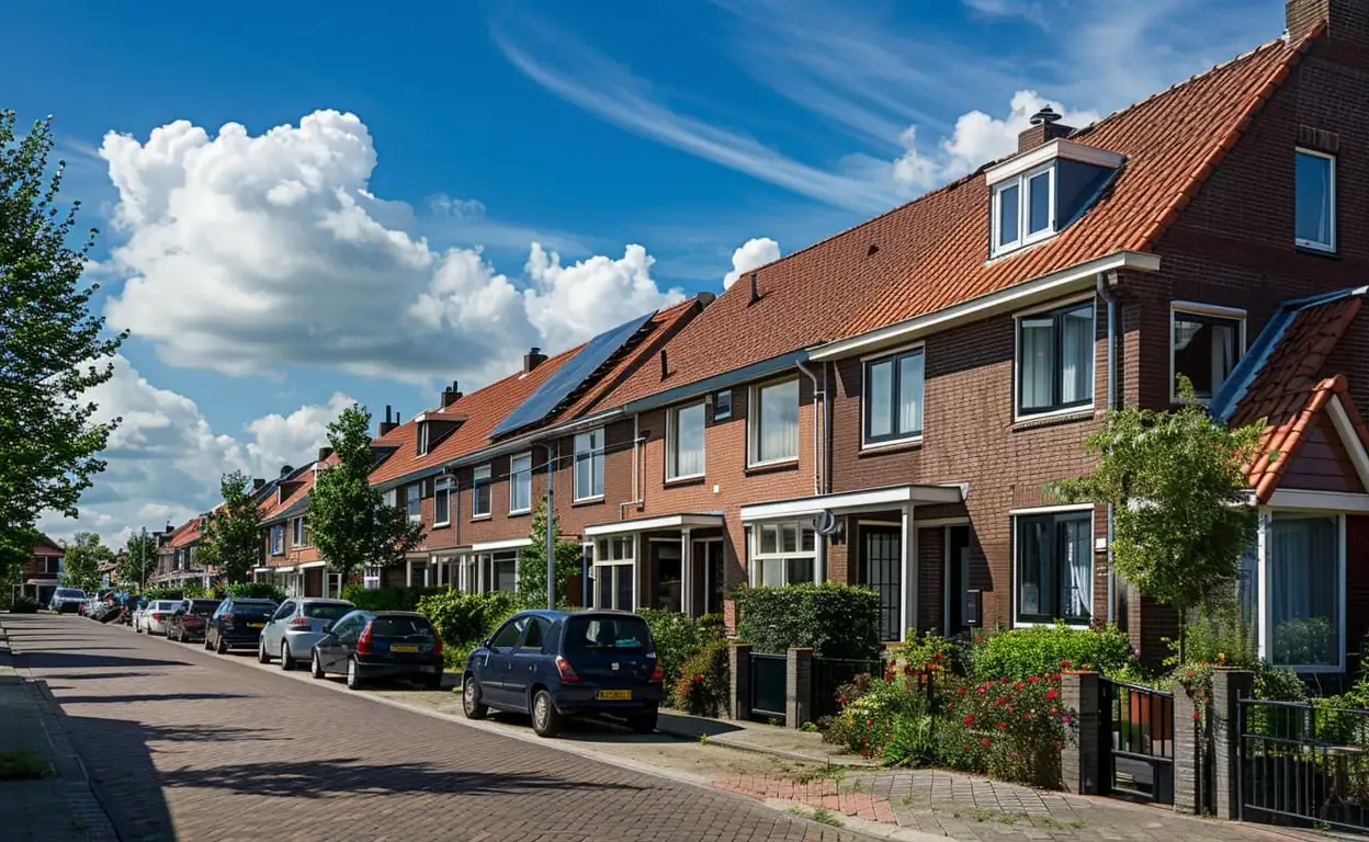 Een straat met rijtjeshuizen in Nederland