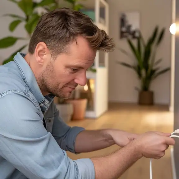 Man trekt stekker uit het stopcontact