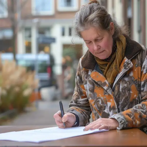 Vrouw ondertekent garantstelling