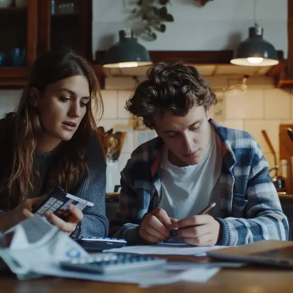 Een koppel berekent hun maandelijkse kosten.