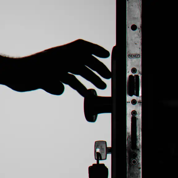 Een hand bij een deurknop