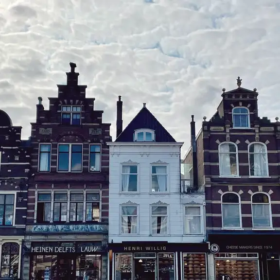 Daken van historische panden in Delft