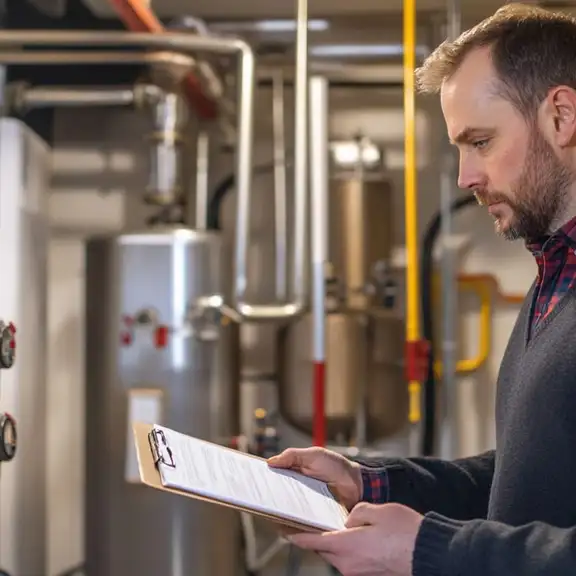 Verhuurder controleert verwarmingsysteem