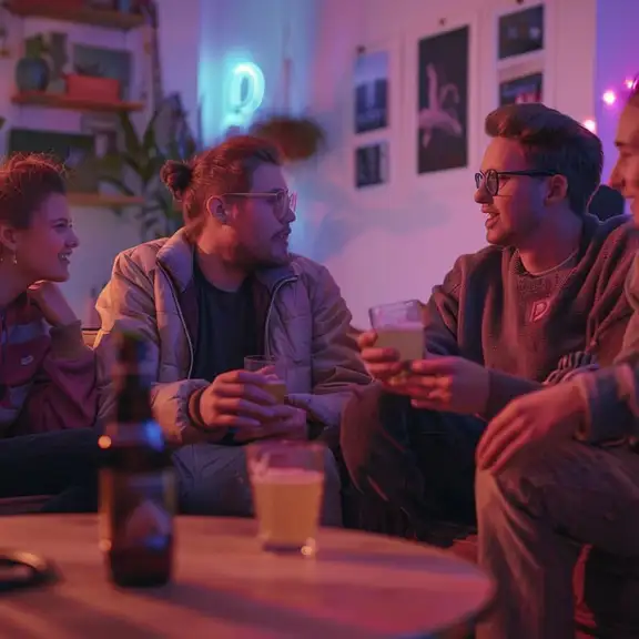 Studenten drinken een biertje tijdens het hospiteren op een hospiteeravond.