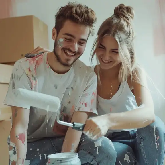 man schildert zijn huurwoning