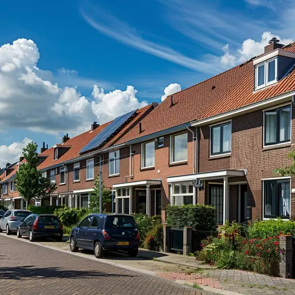 Een straat met rijtjeshuizen in Nederland