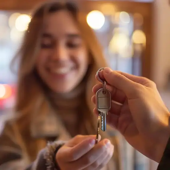 Verhuurder overhandigd sleutel aan expat