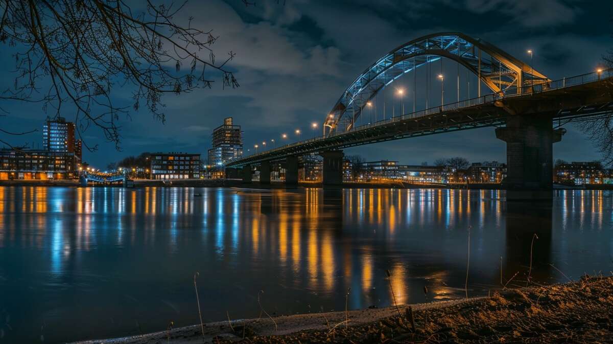 Een foto van de John Frost brug in Arnhem