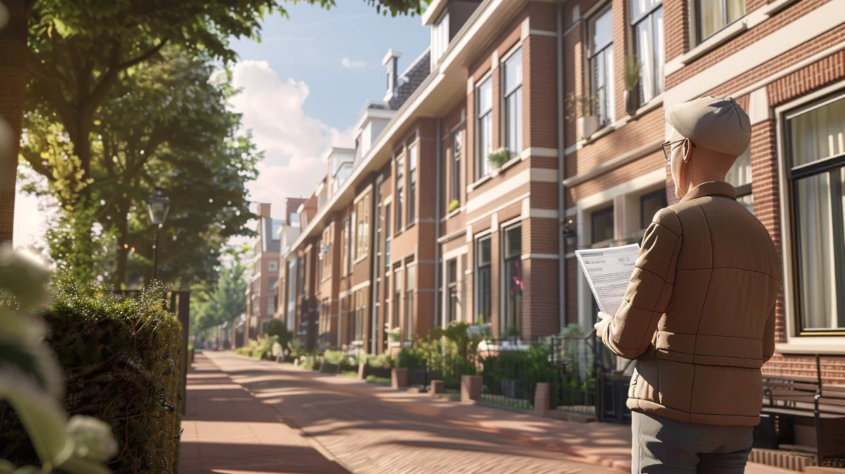 huiseigenaar met sleutels en bankdocumenten voor woningverhuur